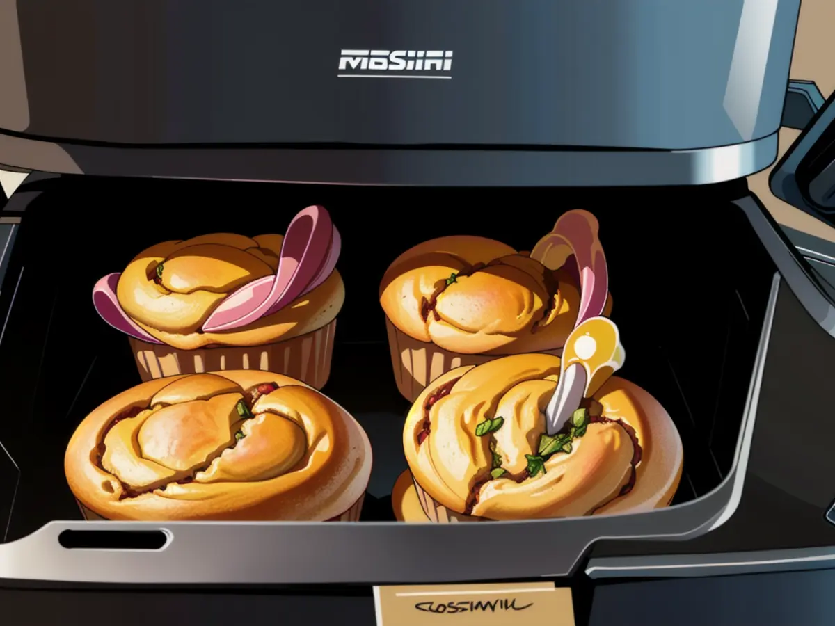 Air Fryer in Action: Cosori Demonstrates Variety in Cooking with Muffins Baked Inside Air Fryer Cooking Demonstration: Delectable Muffins Prepared in a Cosori Air Fryer